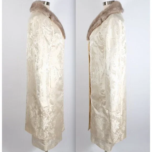 Y2K Dolce&Gabbana skirt suit jacket 42 US 6 Fall 1997 /8 brocade mink fur collar